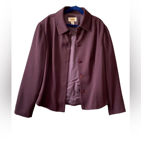 Talbots 2 Piece Slvs Sheath Dress (6)Jacket (6)Suit Set Purple Linen Lined - Picture 8 of 8